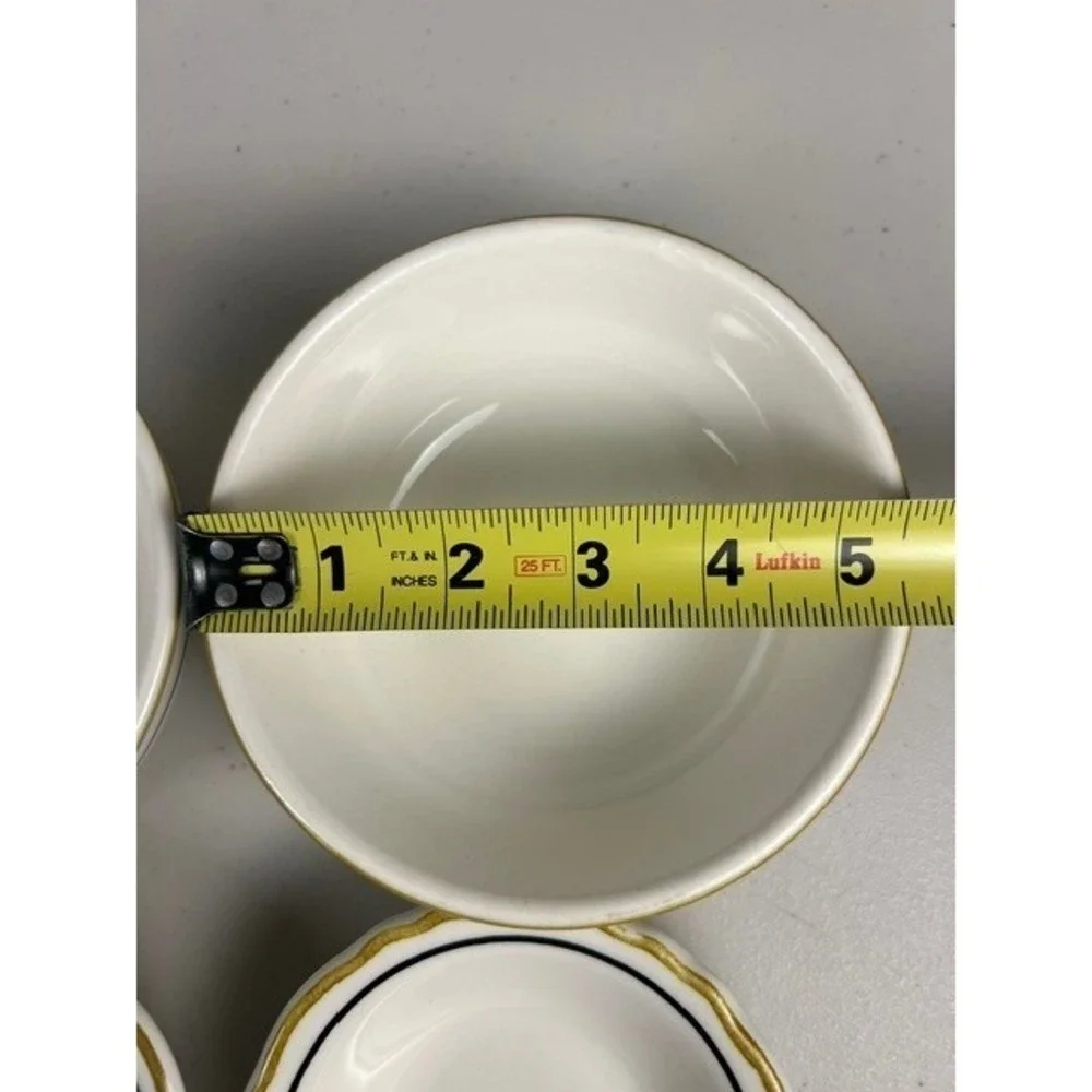 Homer Laughlin Restaurant Best China 6 Piece‎ Bowl Set Blue Gold Scalloped Rim